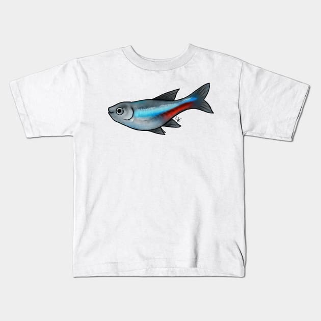 Fish - Tetras - Neon Tetra Kids T-Shirt by Jen's Dogs Custom Gifts and Designs